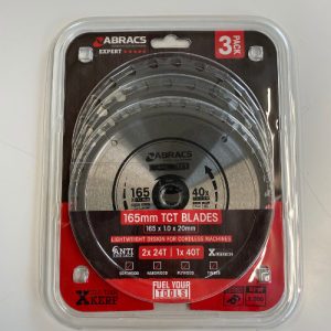 3pc Cordless TCT Blade Pack 165mm x 20mm x 24/40/48T - Wood
