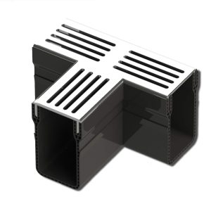 Silver Aluminum threshold drain T junction