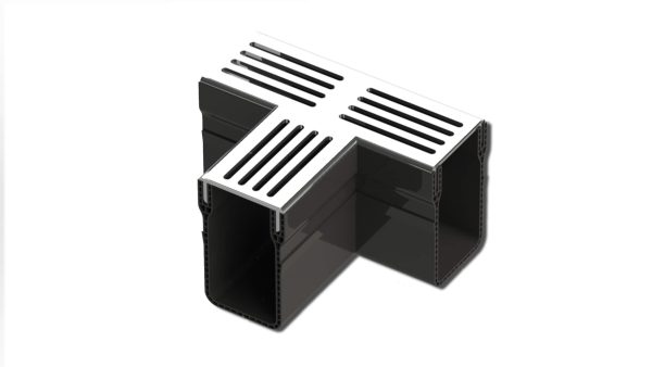 Silver Aluminum threshold drain T junction