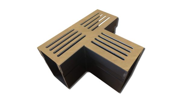 Corten Steel threshold drain T junction