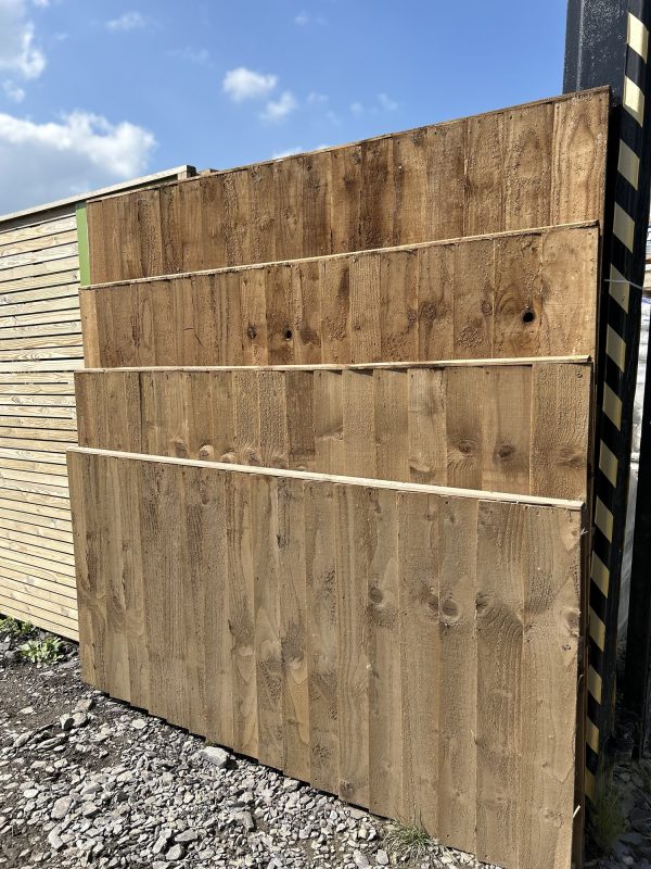 Vertical close board fence panel tantalized brown